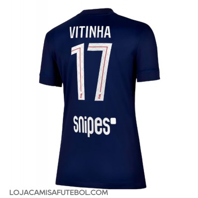 Camisa de Futebol Paris Saint-Germain Vitinha #17 Equipamento Principal Mulheres 2025-26 Manga Curta Camisa de Futebol Paris Saint-Germain Vitinha #17 Equipamento Principal Mulheres 2025-26 Manga Curta